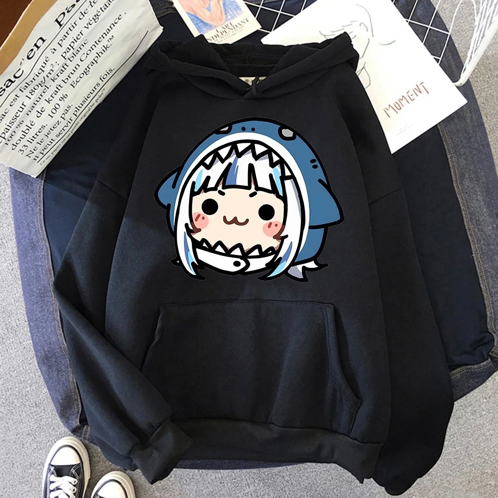 Hololive Hoodies English VTuber Gawr Gura Merch Causal Japanese Streetwear Men Long Sleeve Pullover Hoody Sweatshirt Y2K Casual