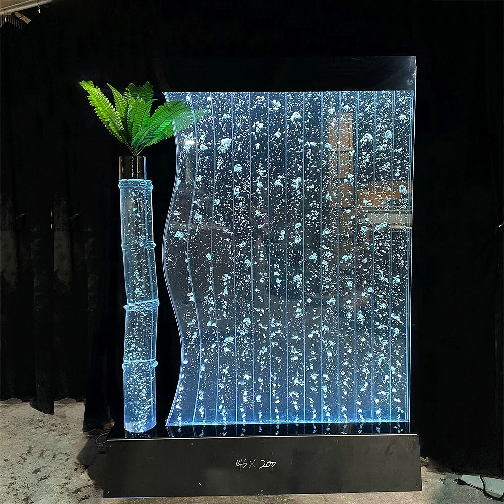 Customization.Modern Silver LED Lighting Furniture Home S-Shape Acrylic Bubble Screen Wall Contemporary Room Divider Decor