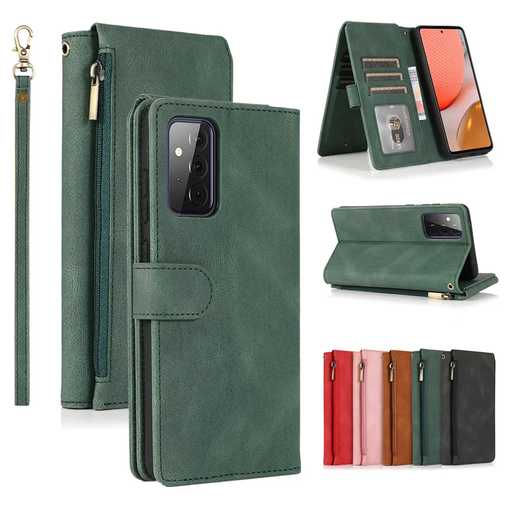 

Case for Samsung Galaxy S25 Ultra S24 FE S23 PLUS S22 S21 S20Luxury Leather Wallet Cards Stand Flip Phone Bags with Lanyard