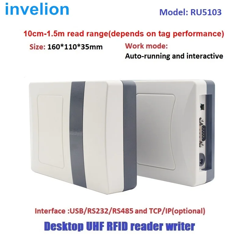 10-150cm ISO 18000 6C/B Desktop USB UHF RFID Reader Writer Support Linux iOS TCP IP RS232 EPC Gen2 With Python SDK Demo Source