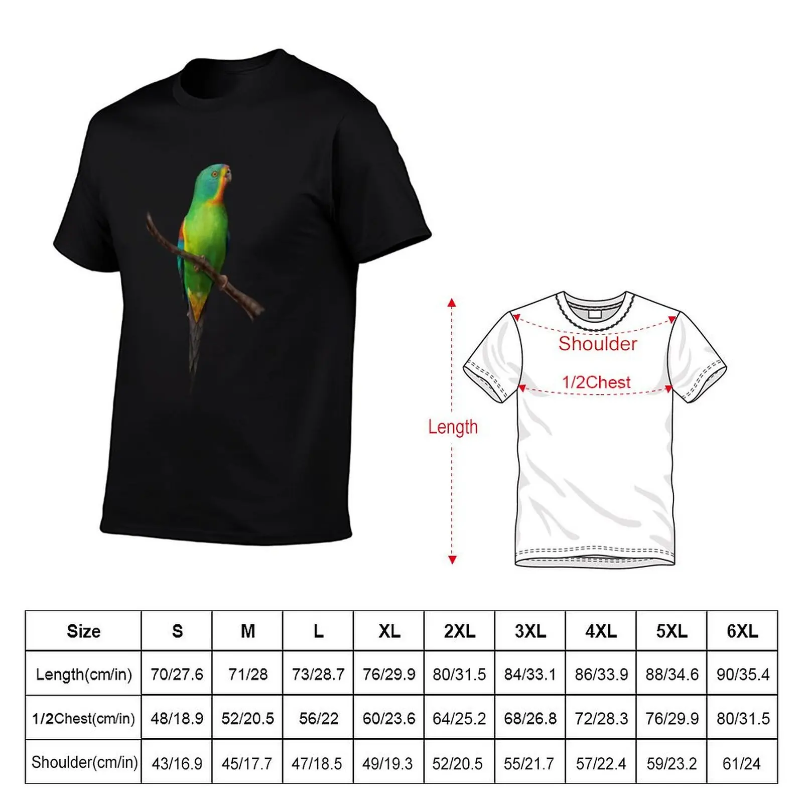 Swift Parrot Bird Painting T-Shirt Casual Soft Cotton Short Sleeve Tee