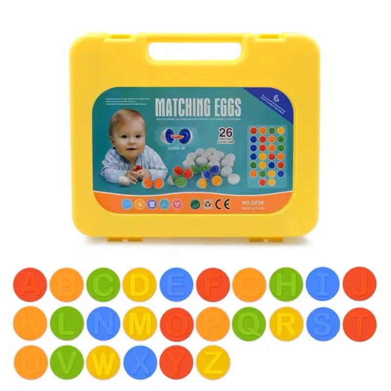 몬테소리 아기용 계란 맞추기 퍼즐, 기하학 맞추기, 계란 색상 알파벳 부활절 계란 교육용 장난감 2