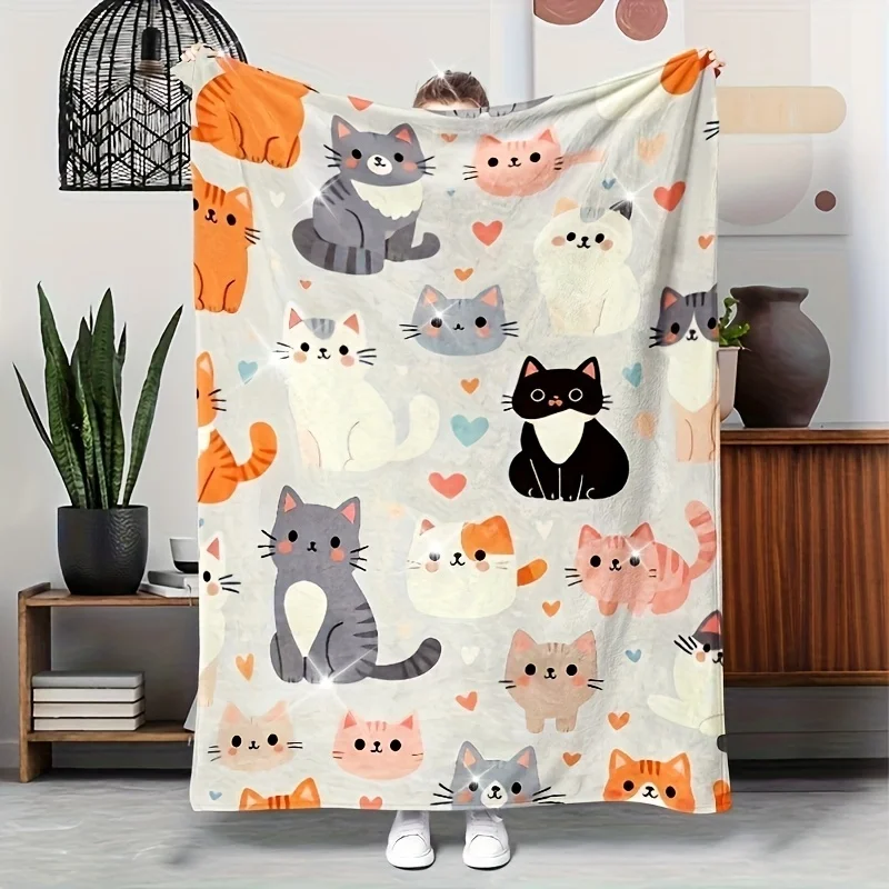 Newest Black And White Tuxedo Cat Realistic Portrait Flannel Throw Blanket, Cute Pet Cat Blanket for Cat Lover Bedroom Sofa