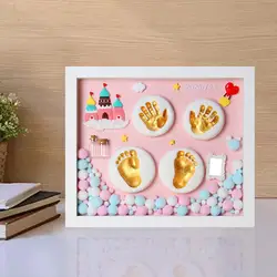 Imagem do bebê foto quadro pegada & handprint kit lembrança recém-nascido para o bebê