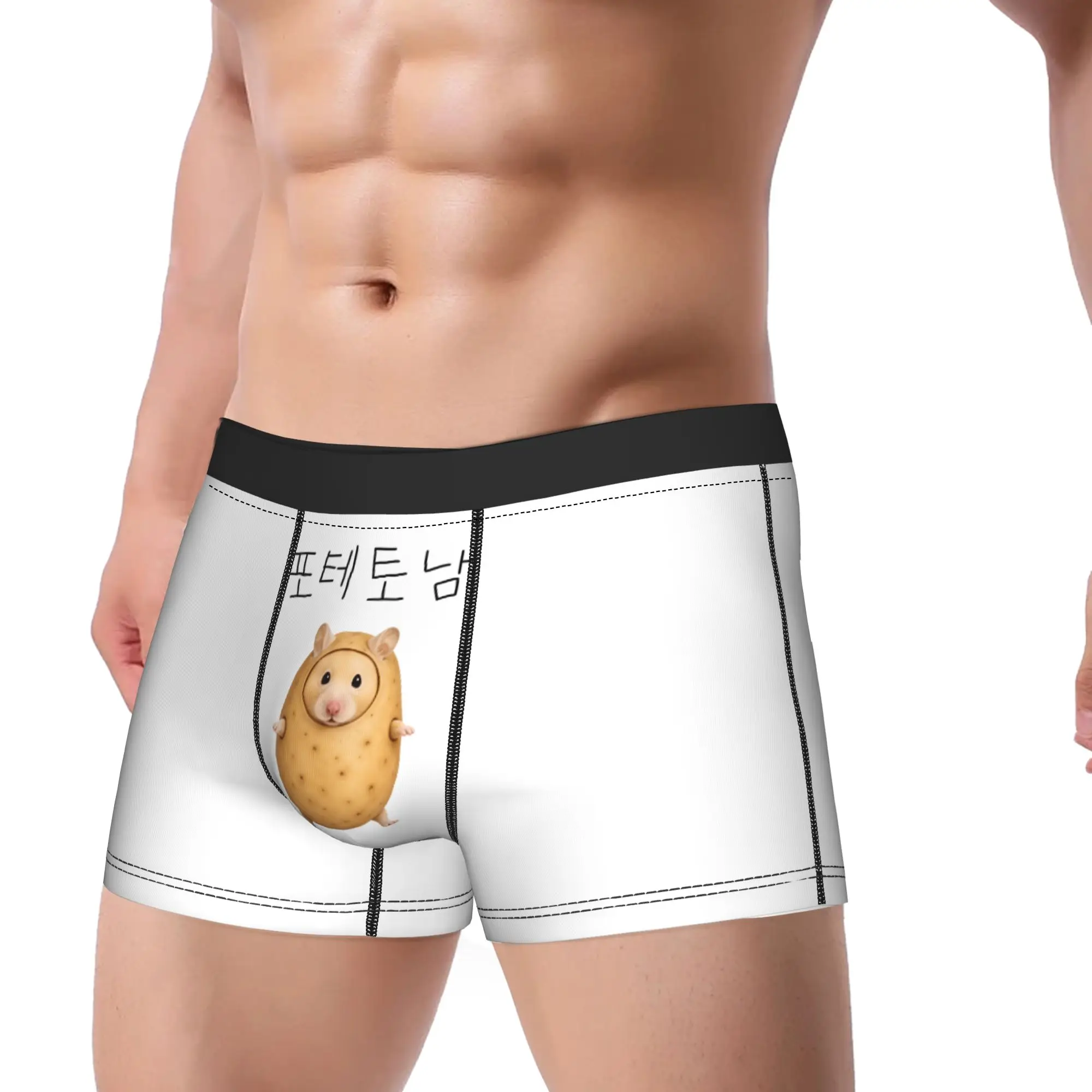 Fluffy Hamster Korean Text Meme Underwear  Comfortable Panties Custom Boxer Brief For Male Pouch Plus Size Boxer Shorts
