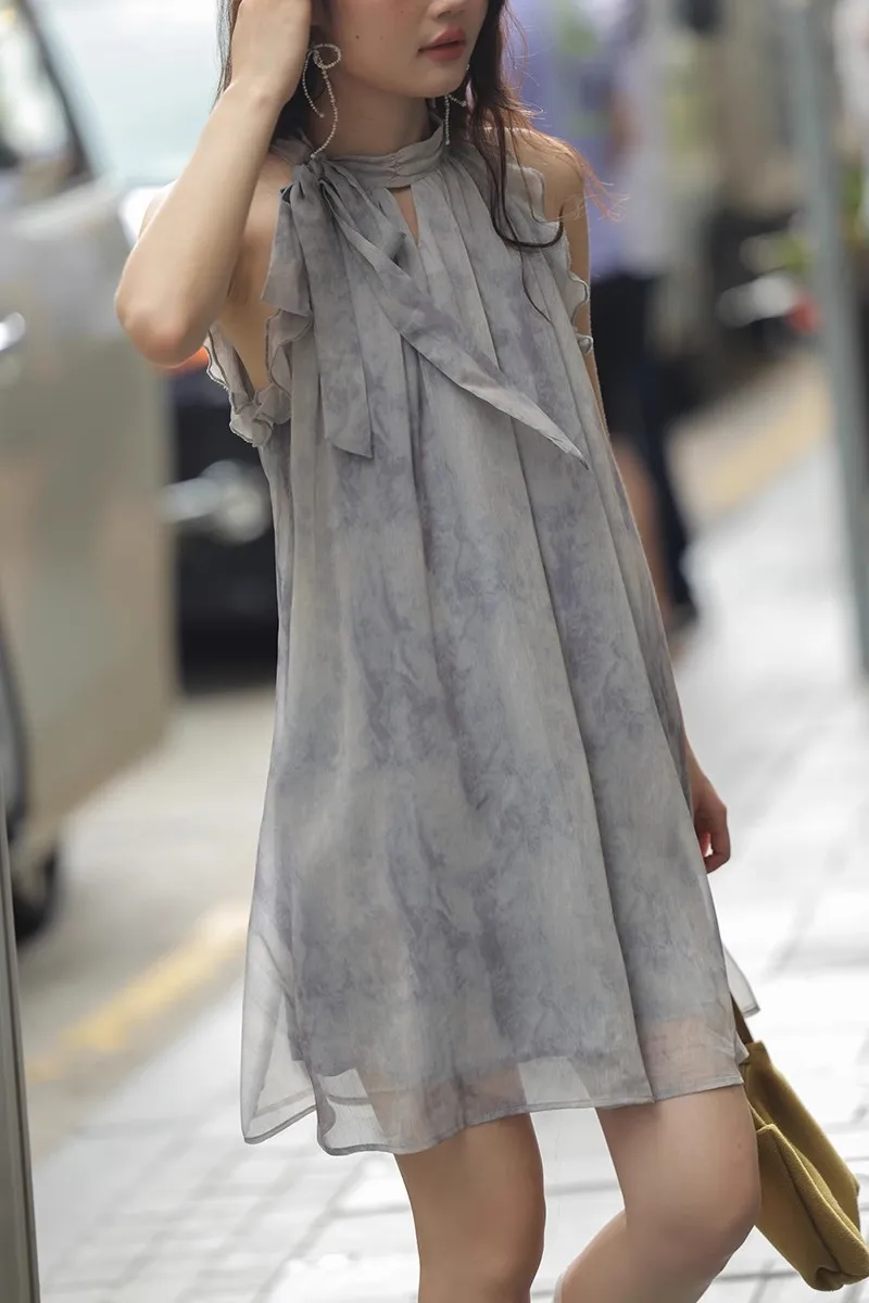 Vestidos sin mangas para mujer Y2K, apliques rosas de verano bordados, plisados a mano, fruncidos, taladros ahumados, cuentas Ins