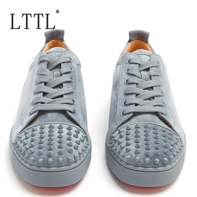 

British Style Low Top Suede Sneaker Luxury Lace-up Spikes Sneakers For Men Shoes Fashion Loafers Leather Casual Shoes