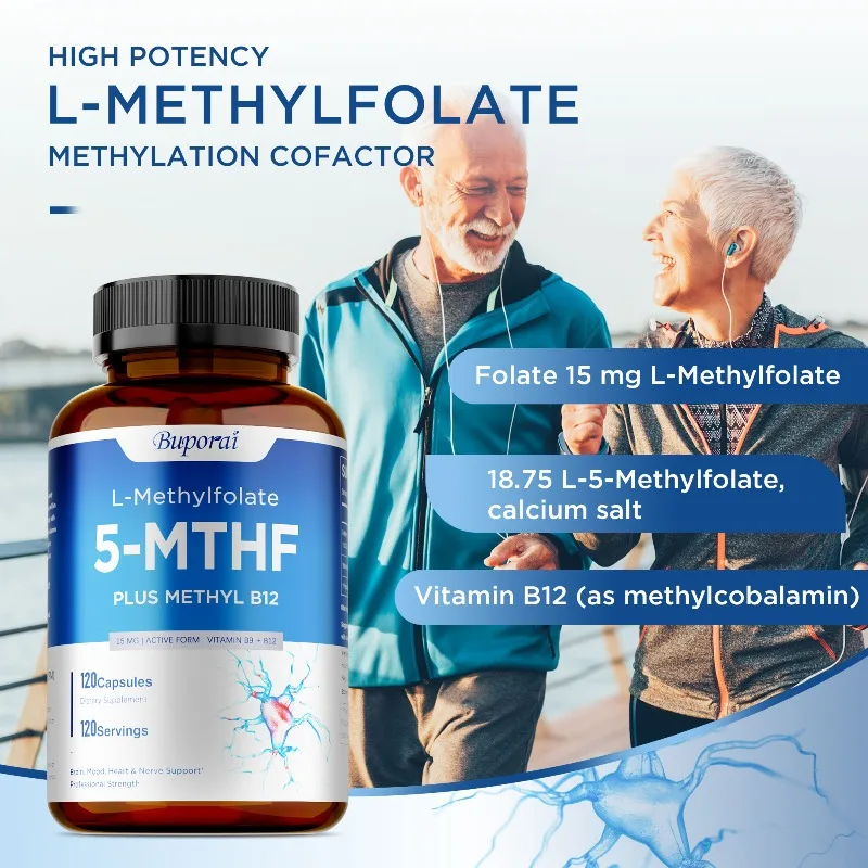 L-メチル葉酸 15mg カプセル - 強力な活性メチル葉酸、男性と女性向け、バランスの取れた気分と全体的な健康、非遺伝子組み換え