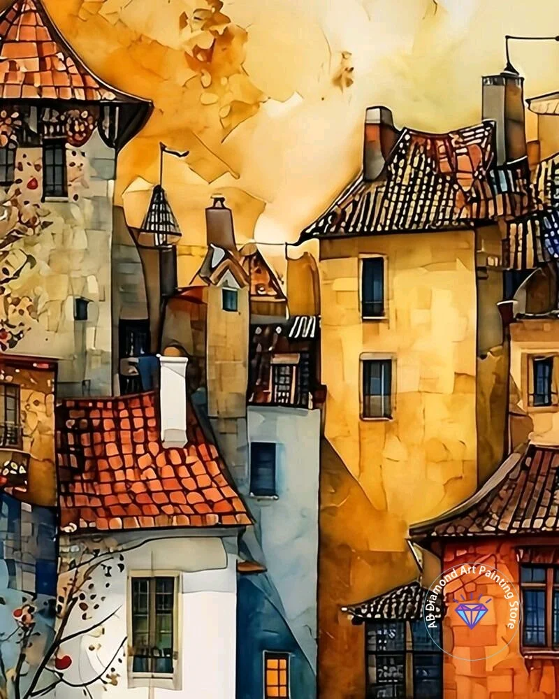 

House Landscape AB Diamond Painting Kit Square Round Diamond 5D DIY Cross Embroidery Handmade Art Exquisite Gift Home Decor