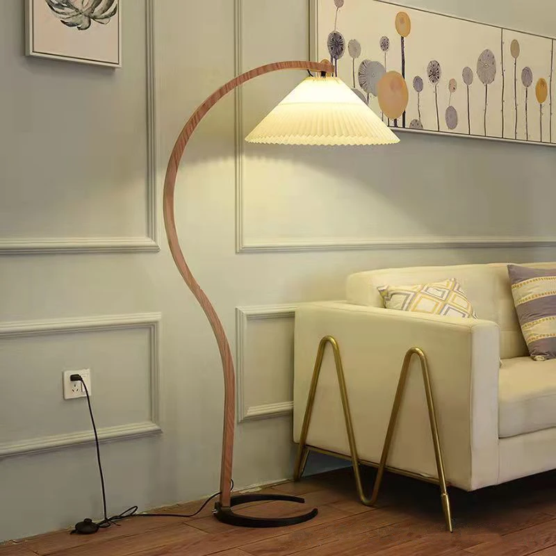 Modern Solid Wood LED Floor Lamp Living Room Bedroom Study Standing Light Home Decor Bedside Lamp Indoor Lighting Design Lamp