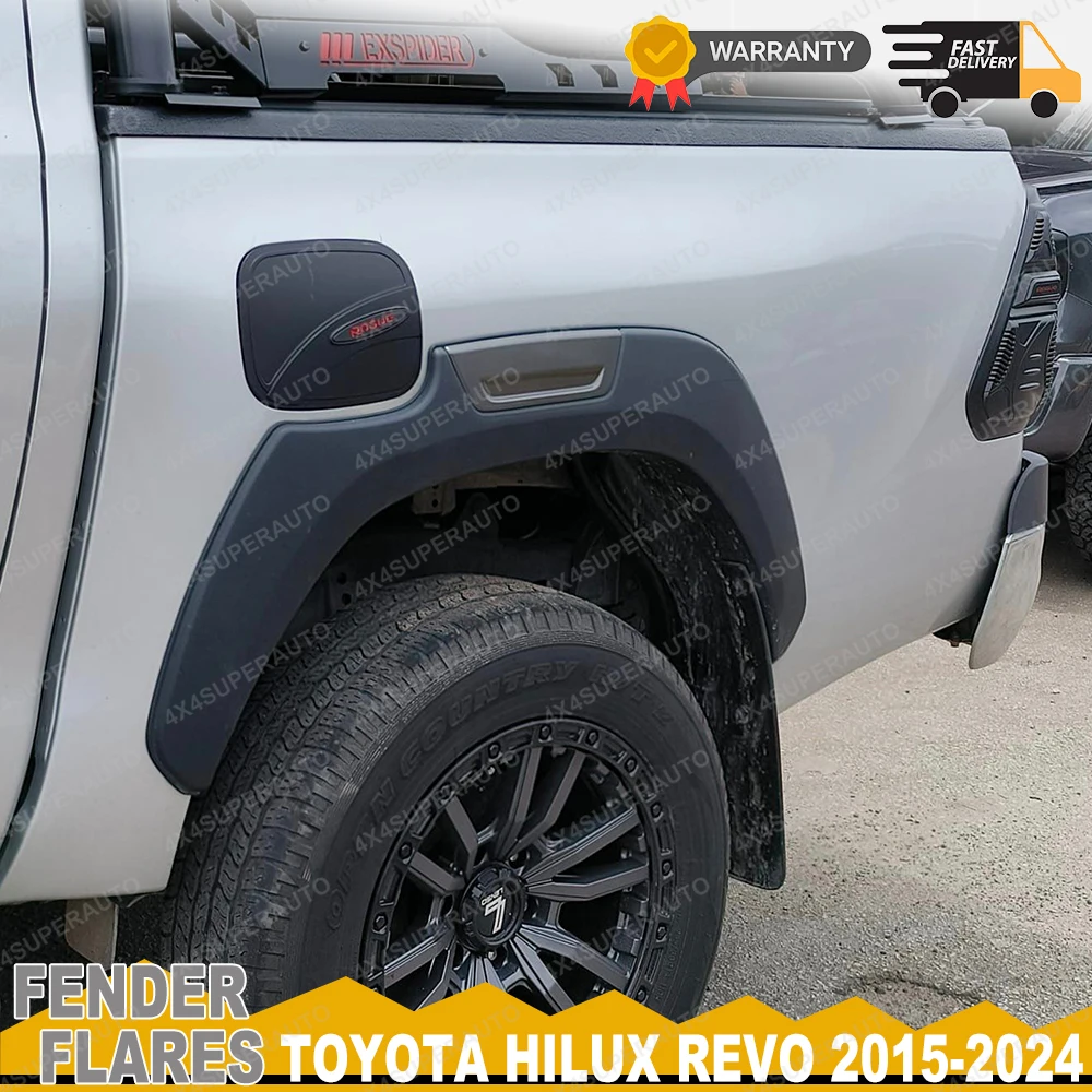 

Fender Flares for Toyota Hilux 2015-2024 SR5 ROCCO ROGUE Wheel Arch Cover Matte Satin Black Guard Mudguards Car Accessories