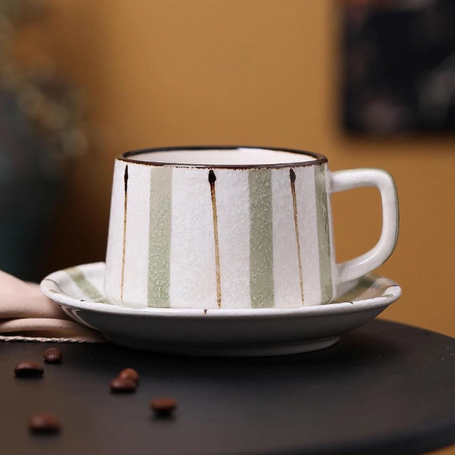 

Elegant and Exquisite Vintage Underglaze Ceramic Coffee Mug Set - Beautiful Milk Cup and Saucer for an Elegant Afternoon Tea Exp