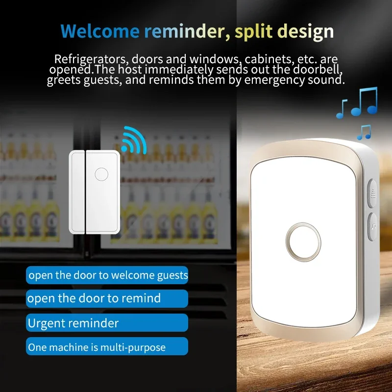 CACAZI wireless intelligent A50 waterproof doorbell 300M range LED nightlight 60 first five-speed volume household call bell US