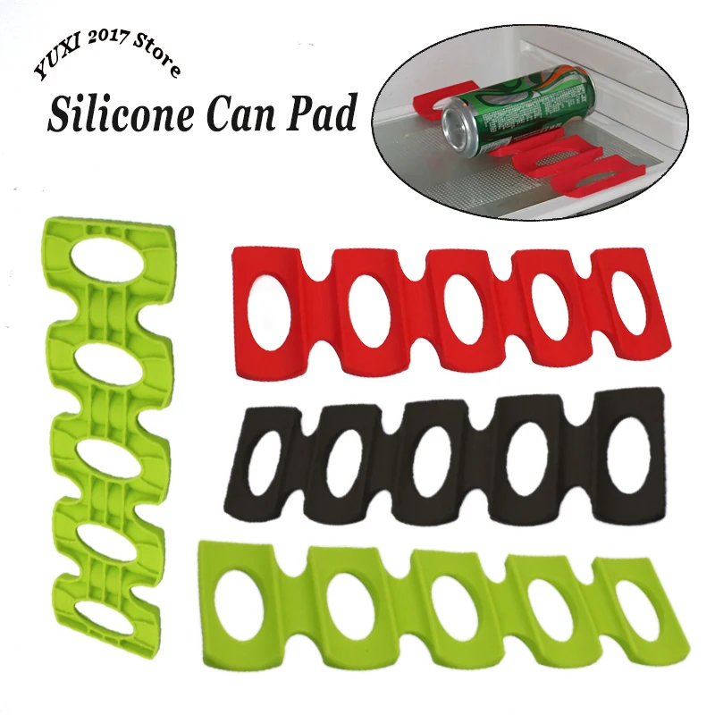 1/2 Uds. De lata de silicona para nevera, soporte para botellas de vino y cerveza, estera apilable, herramienta ordenada, utensilios de cocina, soporte para latas de silicona, organizador de alfombrillas