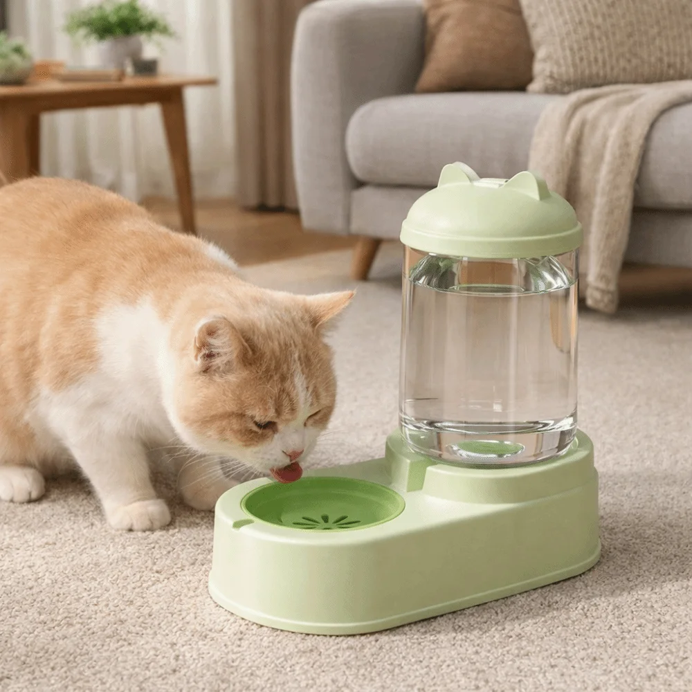 Mangeoire automatique pour chat de grande capacité, distributeur d'eau Anti-déversement Durable pour animaux de compagnie, mangeoire en plastique en forme de dessin animé pour chien, multi-animaux domestiques