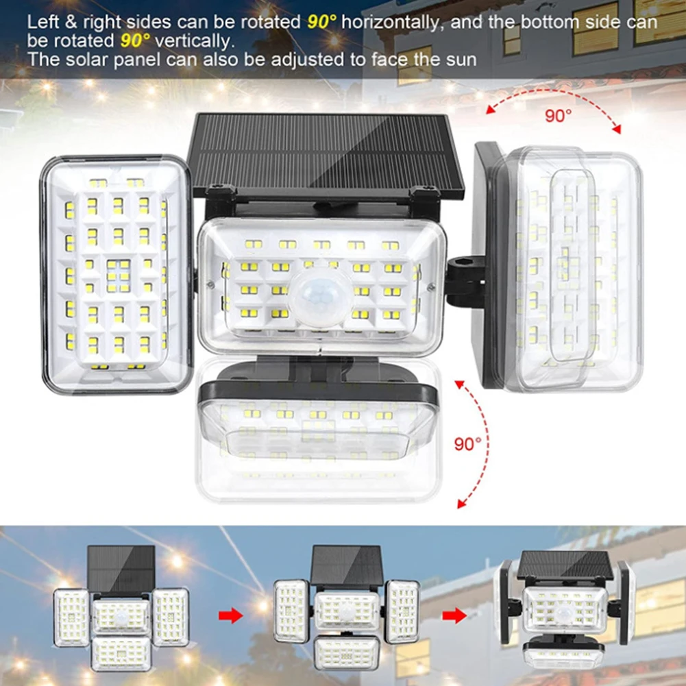 

Outdoor Solar LED Luminaire 242 LED Solar Power Wall Light Outdoor Waterproof 4-Sides Motion Sensor Lights for Garden Yard Patio
