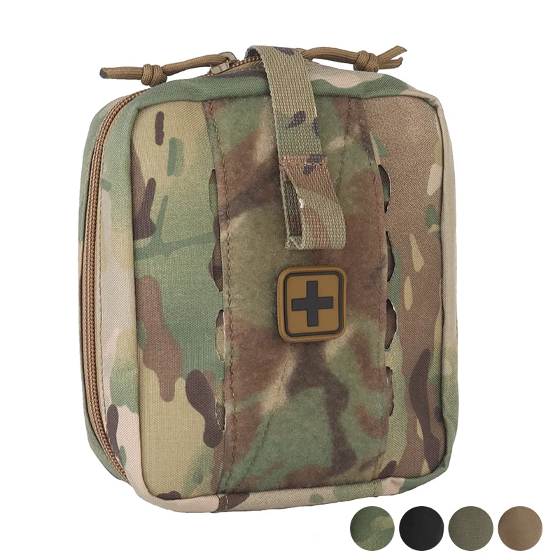 Medium Size MED IFAK First Aid Pouch with Rear Scissors Storage MOLLE Mount Elastic Rope for Outdoor Hunting Camping Emergency