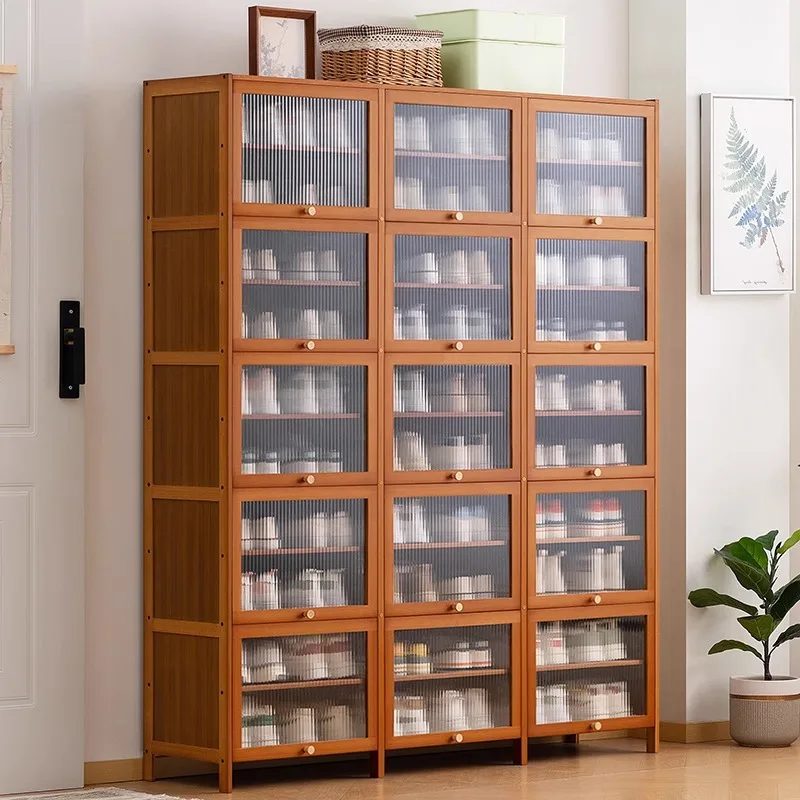 

Durable Solid Wood Shoe Rack Good-Looking Dustproof Large Capacity Shoe Shelf Cabinet for Home Hotel Space-Saving Gym