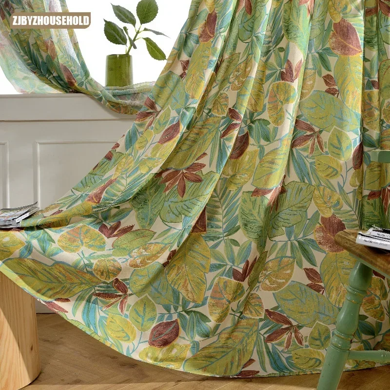 

[Iron Fan Princess's Banana Hole] Modern and minimalist curtains for living room window bedroom door polyester cotton printing