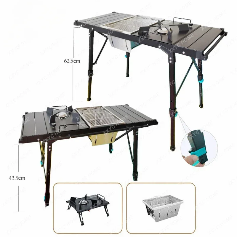 Lohascamping Folding Camping IGT Table Wood Portable lightweight Camp BBQ Grill Table Removable Outdoor Picnic Fishing table