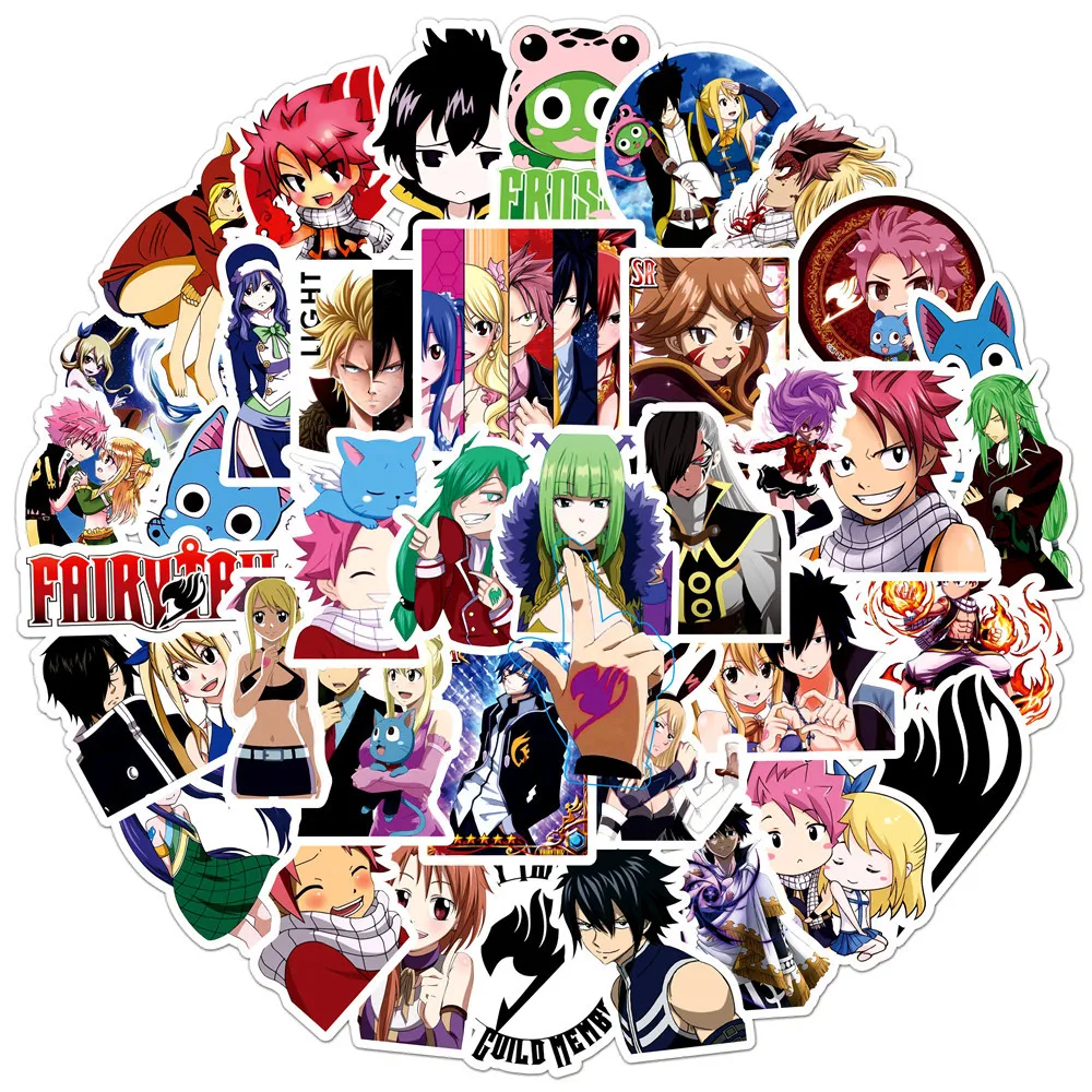 50Pcs FAIRY TAIL Anime Stickers Etherious Natsu Dragneel Cartoon Decals DIY Skateboard Phone Laptop Cool Graffiti Sticker