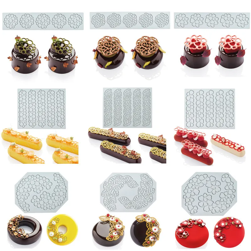 Multi-style Cake Lace Cushion Love Bubble Leaf Molecular Cuisine Creative Chinese Food Plate Silicone Mold Kitchen Baking Tool