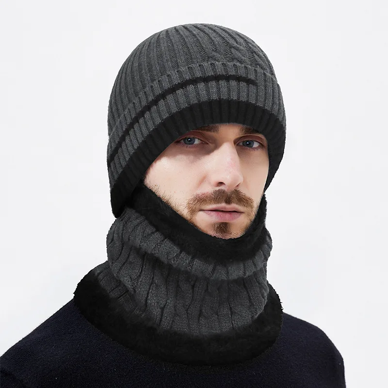Winter New Color Blocked Thick Anti Cold Versatile Knitted Hat for Men and Women, Warm Ear Protection Woolen Hat
