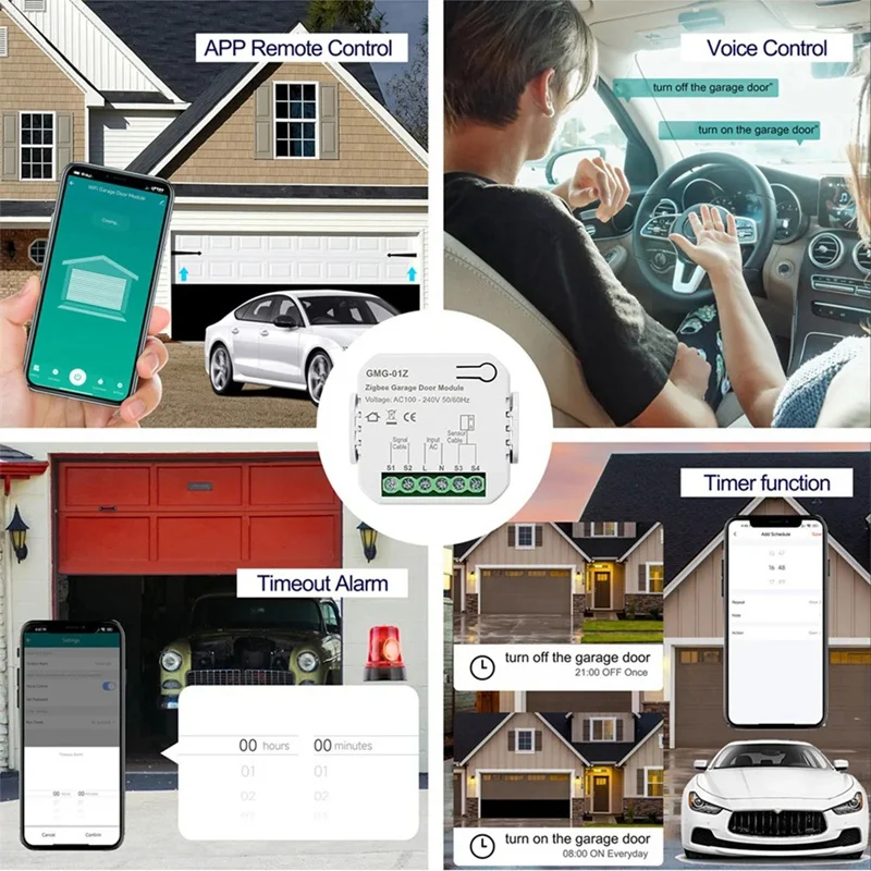 1 PCS Tuya Zigbee Smart Garage Door Controller Universal Garage Door Remote Control ABS App Voice Timing Control For Alexa Home