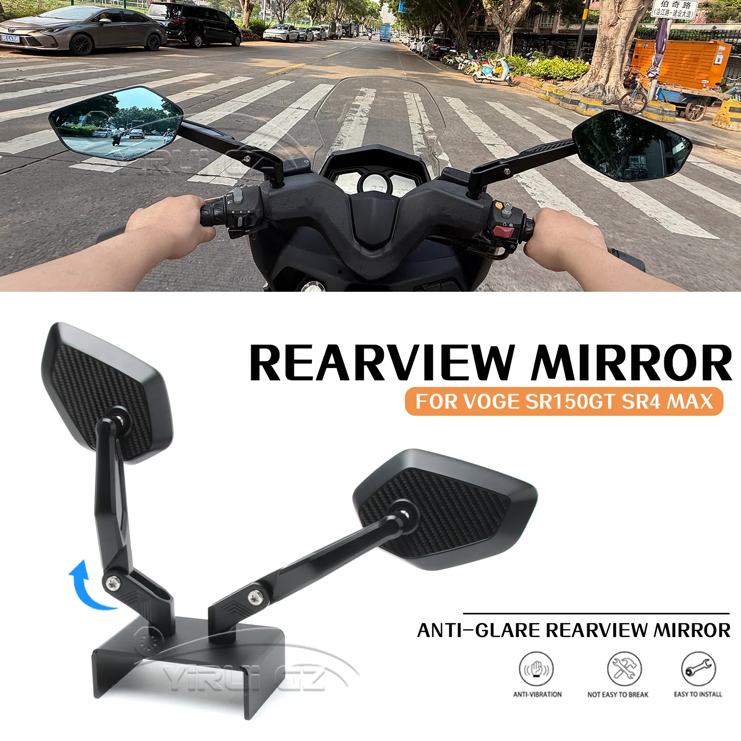 

Motorcycle rearview mirrors anti-glare mirrors Rearview Side Mirror Foldable mirrors rod SR 150GT FOR VOGE SR150GT SR4 Max 2022-