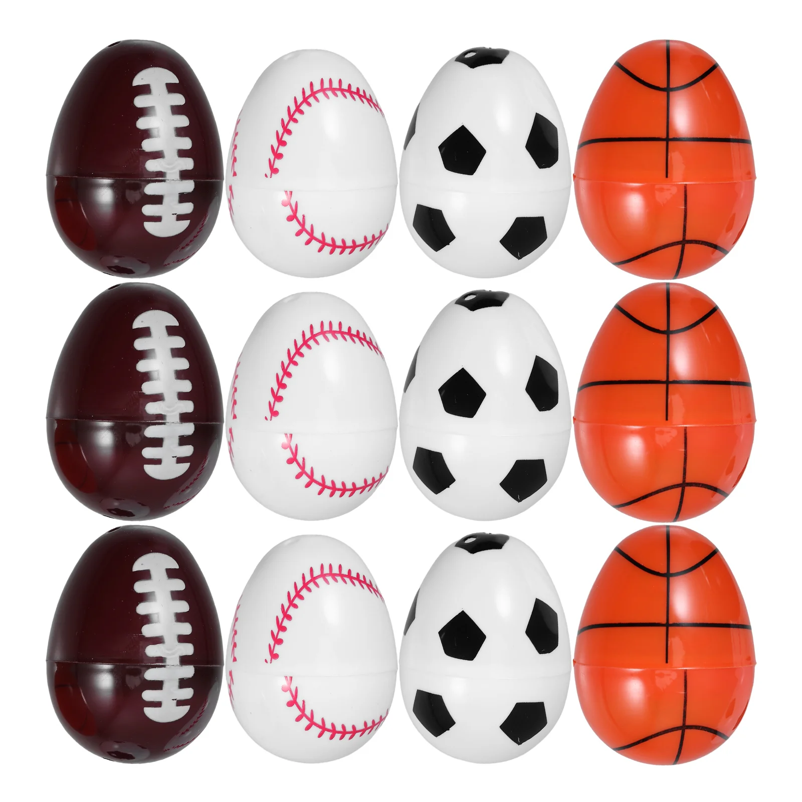 

12pcs Openable Sport themed Easter Eggs Basketball Soccer Football Fillable Toy Containers Party Supplies Candy Box