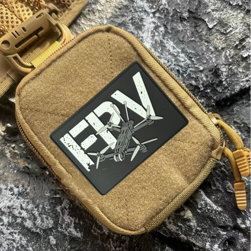 Tactical FPV Racing Quadcopter Drone PVC Patch Military Morale Badge Hook Loop Patches Clothing Backpack Stickers
