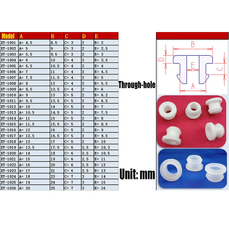 1-10PC 4.5mm-16mm White Hollow Silicone Rubber Snap-on Grommet Hole Plug Ring Gasket Wire Cable Wiring Protect Bush Seal Stopper