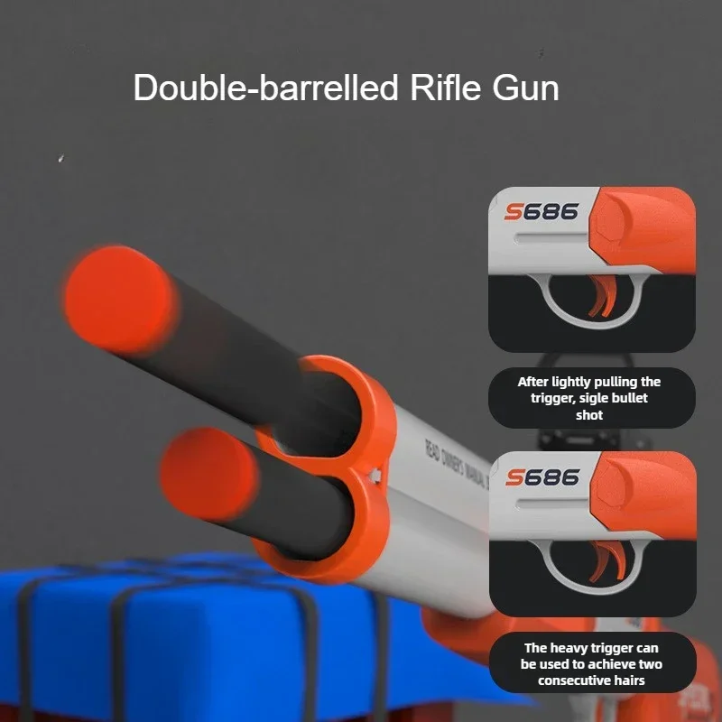 ใหม่ 2025 S686 ปืนไรเฟิล Double Barreled Airsoft Launcher Dual Soft กระสุนกีฬากลางแจ้งเกม Pistola Shot ปืนอาวุธสําหรับของขวัญเด็ก