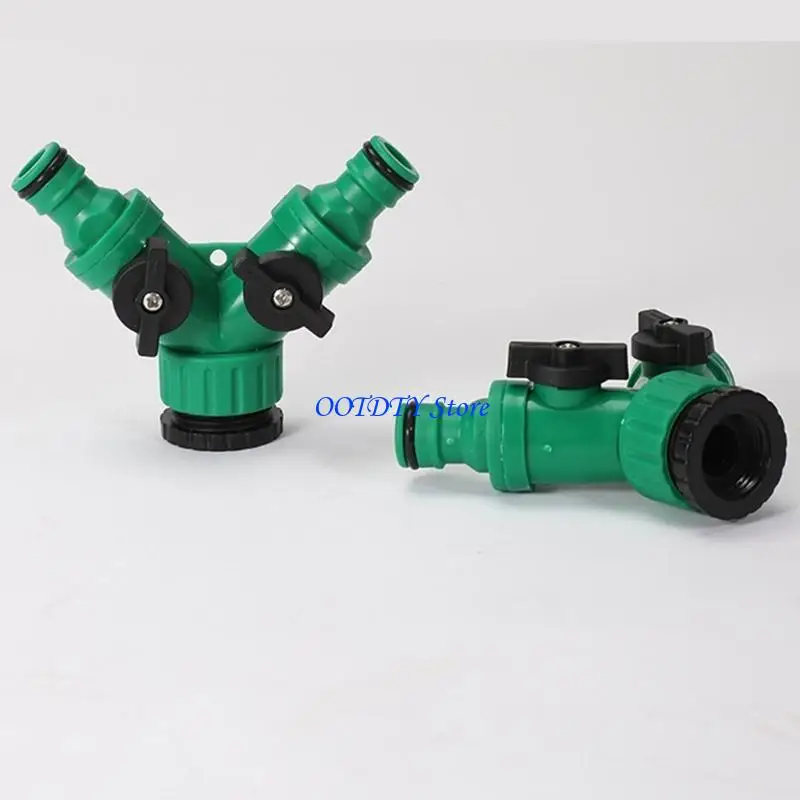 367A 2 Way Heavy Type Garden Hose Splitter Y Splitter Grip Shut Off Valves for Water Tap, Outlet, Spigot