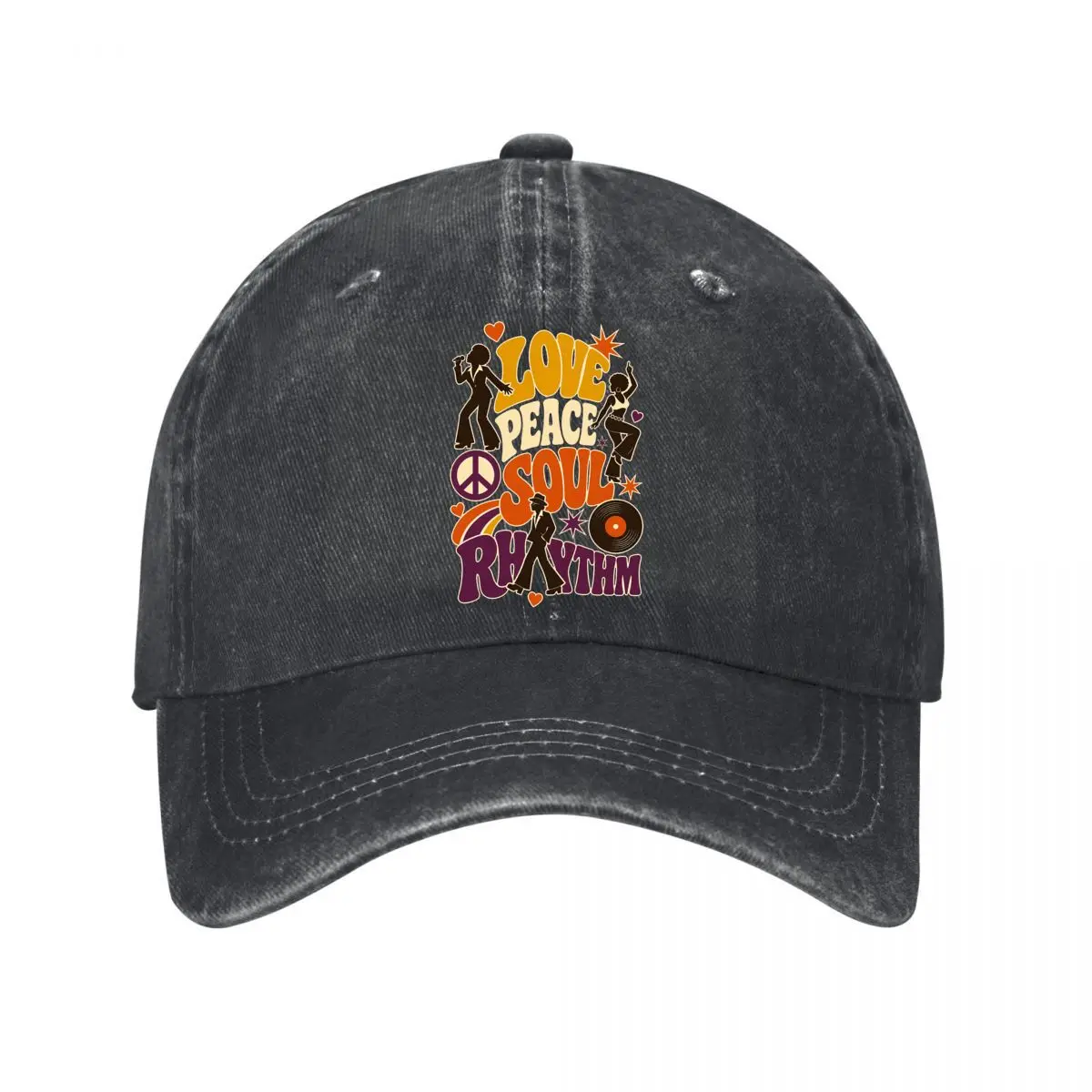 Casquette de baseball rétro en coton délavé avec inscription 'Soul Groove Unity' - Nouvelle collection 2026