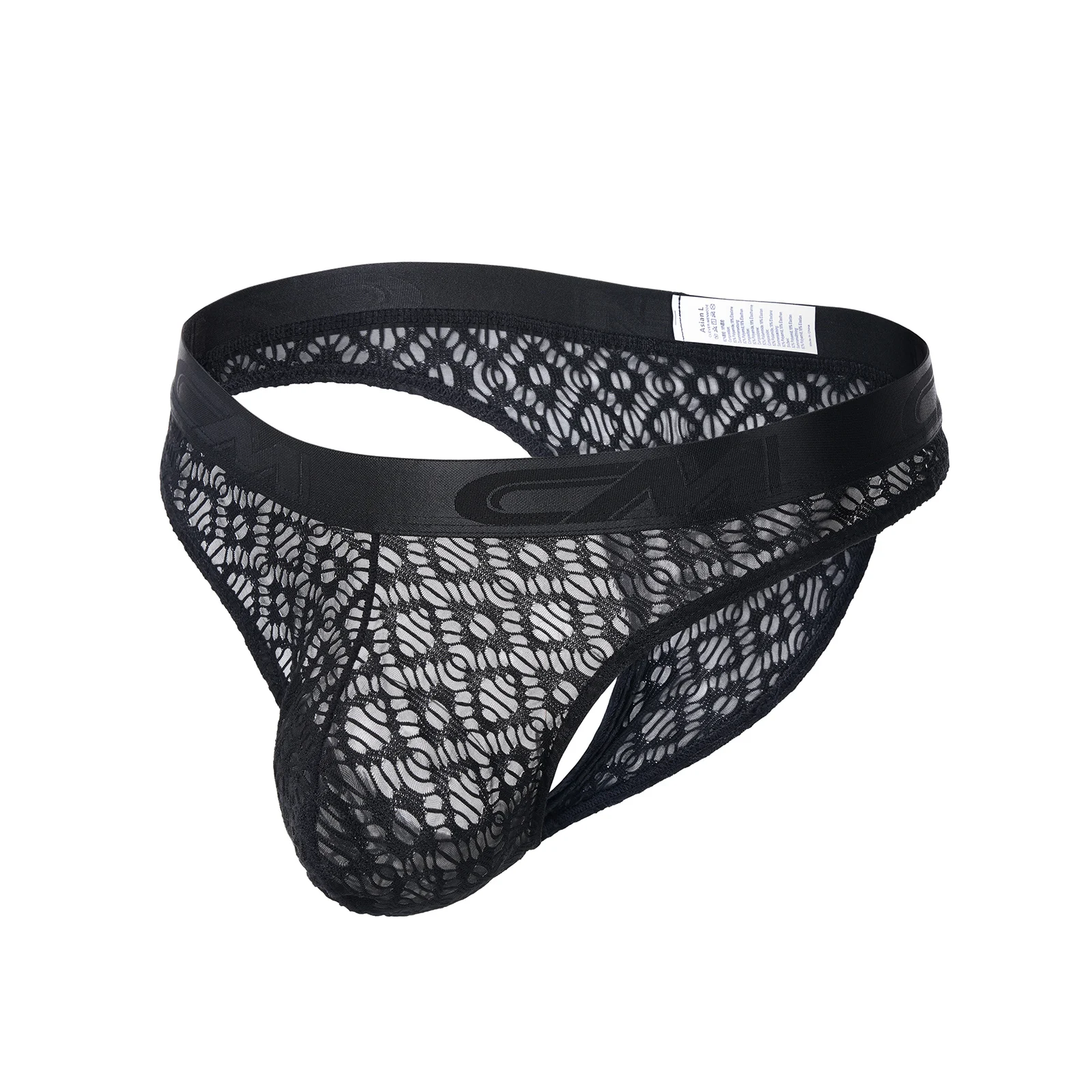 Spitzenunterwäsche für Herren, Netzstoff, Spitze, brasilianische Slips, niedrige Taille, mit verstärktem Bereich, sexy, durchsichtige Unterhosen, transparente Herrenunterwäsche. – Detail 3