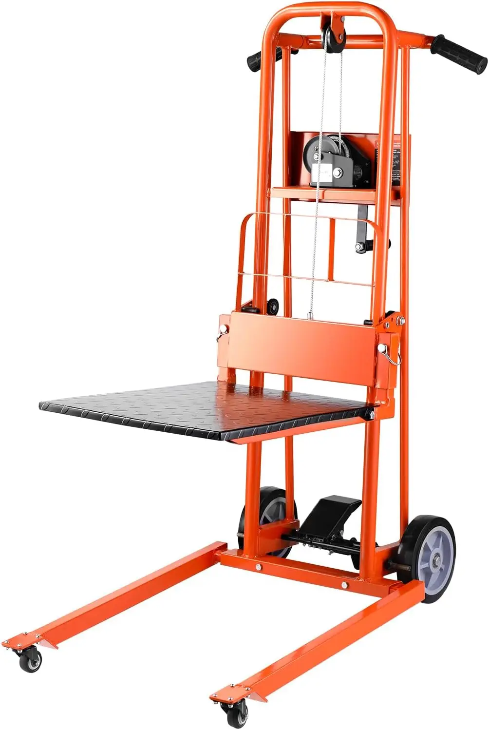Material Lift Winch Stacker, 330lbs Capacity Pallet Truck Dolly, 42.9in Max Lifting Height Manual Winch Stacker, Multifunctional