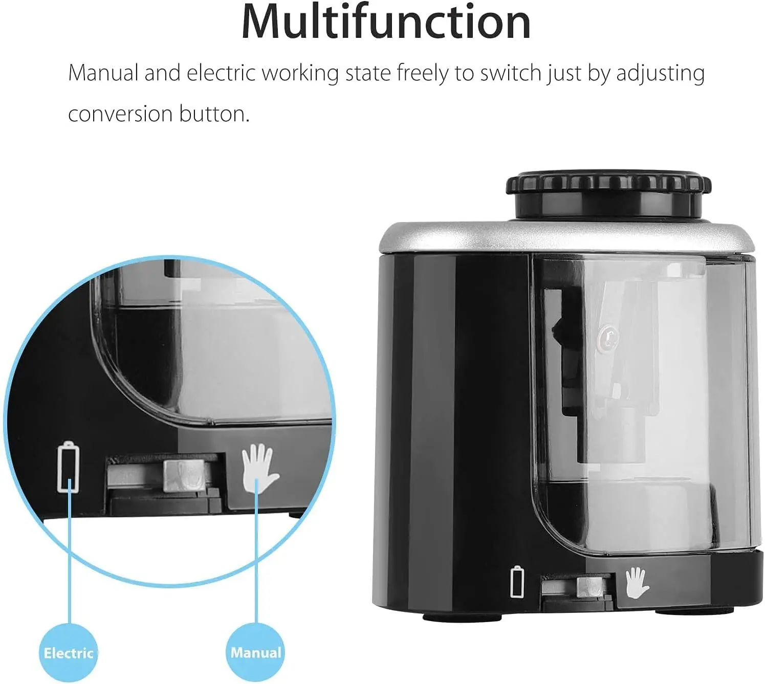 Tenwin Electric Auto Pencil Sharpener Safe Student Helical Steel Blade Sharpener for Artists Kids Adults Colored Pencils