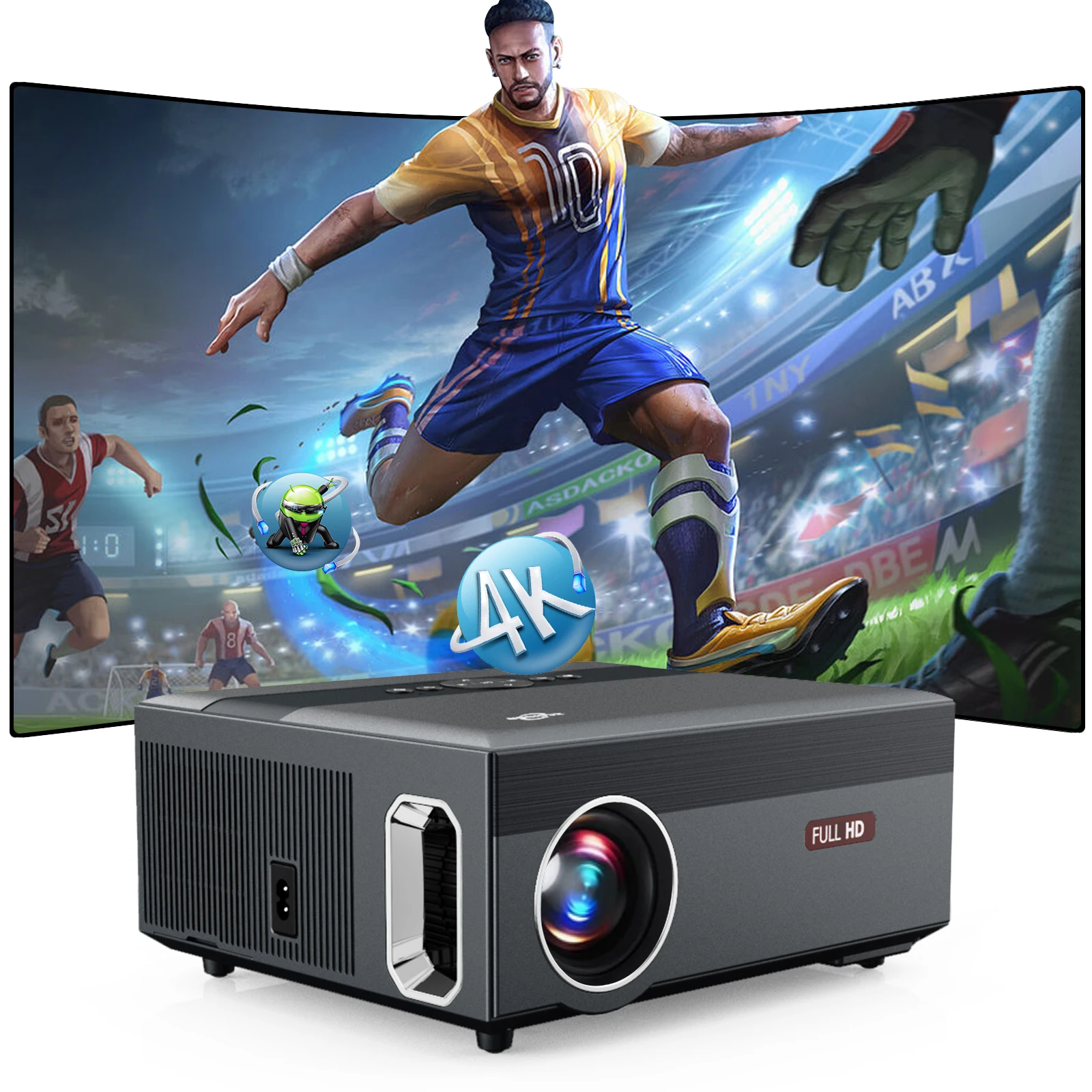 

Projector 4K Native 1080P with 5G WIFI and Bluetooth Full HD Smart Android TV Projectors 800ANSI High Lumen Movie Led Projecteur