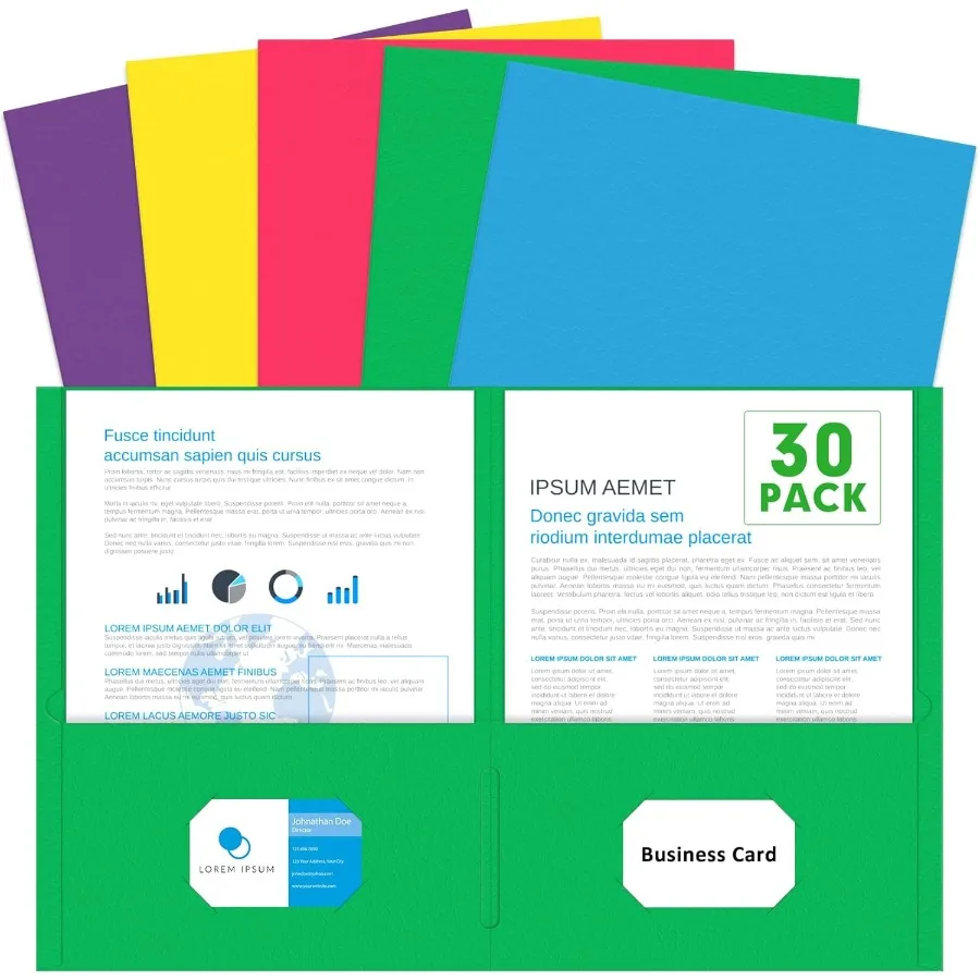 

Папки с двумя горшками, 30 упаковок, 2 папки для горшков, папка для бумажных файлов формата Letter для школы, офиса, дома, бизнеса, разные цвета