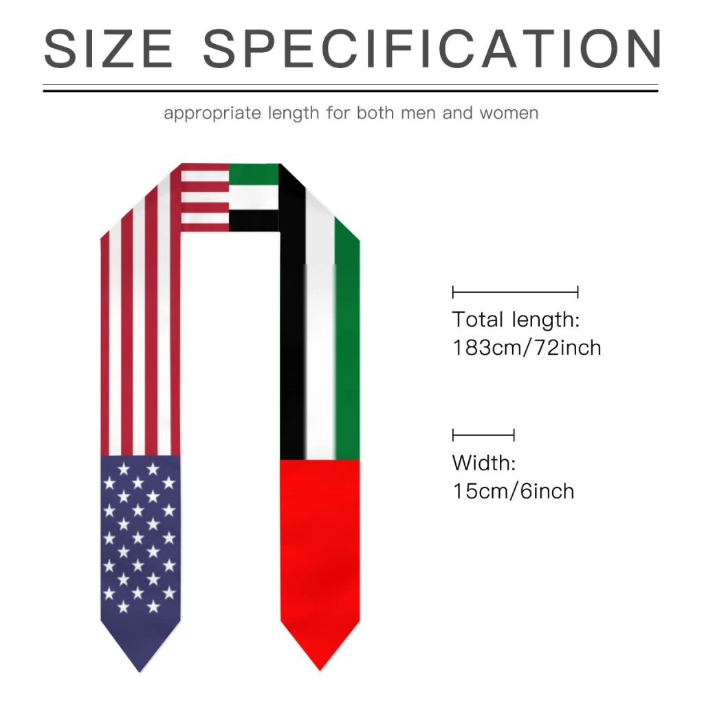 Graduation Sash United Arab Emirates & USA United States Flag Stole Shawls Graduate Wraps Scraf International Student Gifts image 6