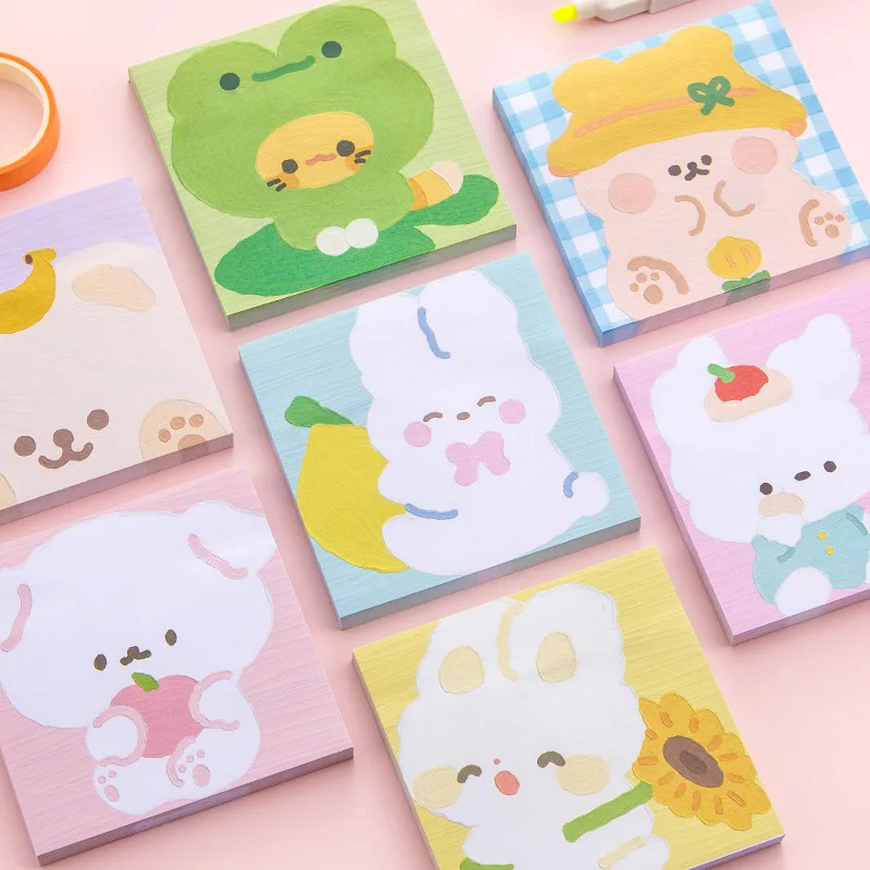 School Student Ins Cartoon Animal Oil Painting, Sticky Note, Good-looking Note Paper Memo Pad Sticky Notes Stationery Kawaii