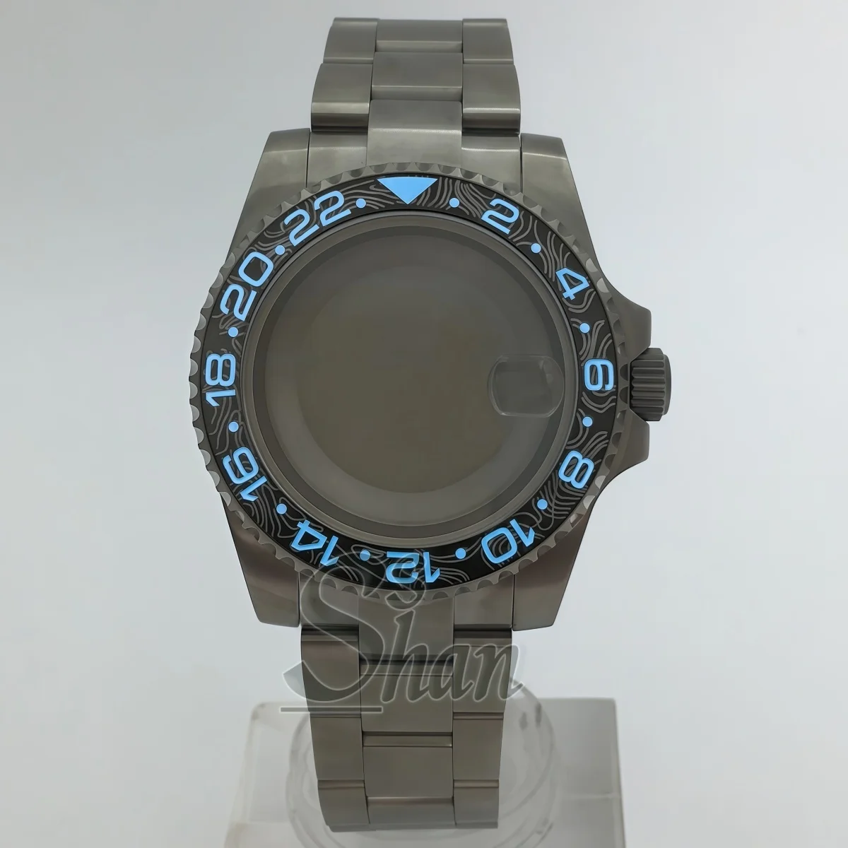 40mm Titanium Dive Watch Case Carbon Fiber Texture Ceramic Bezel GMT Bezel Insert Watch Case Bracelet Set Fit NH34 NH35 Movement