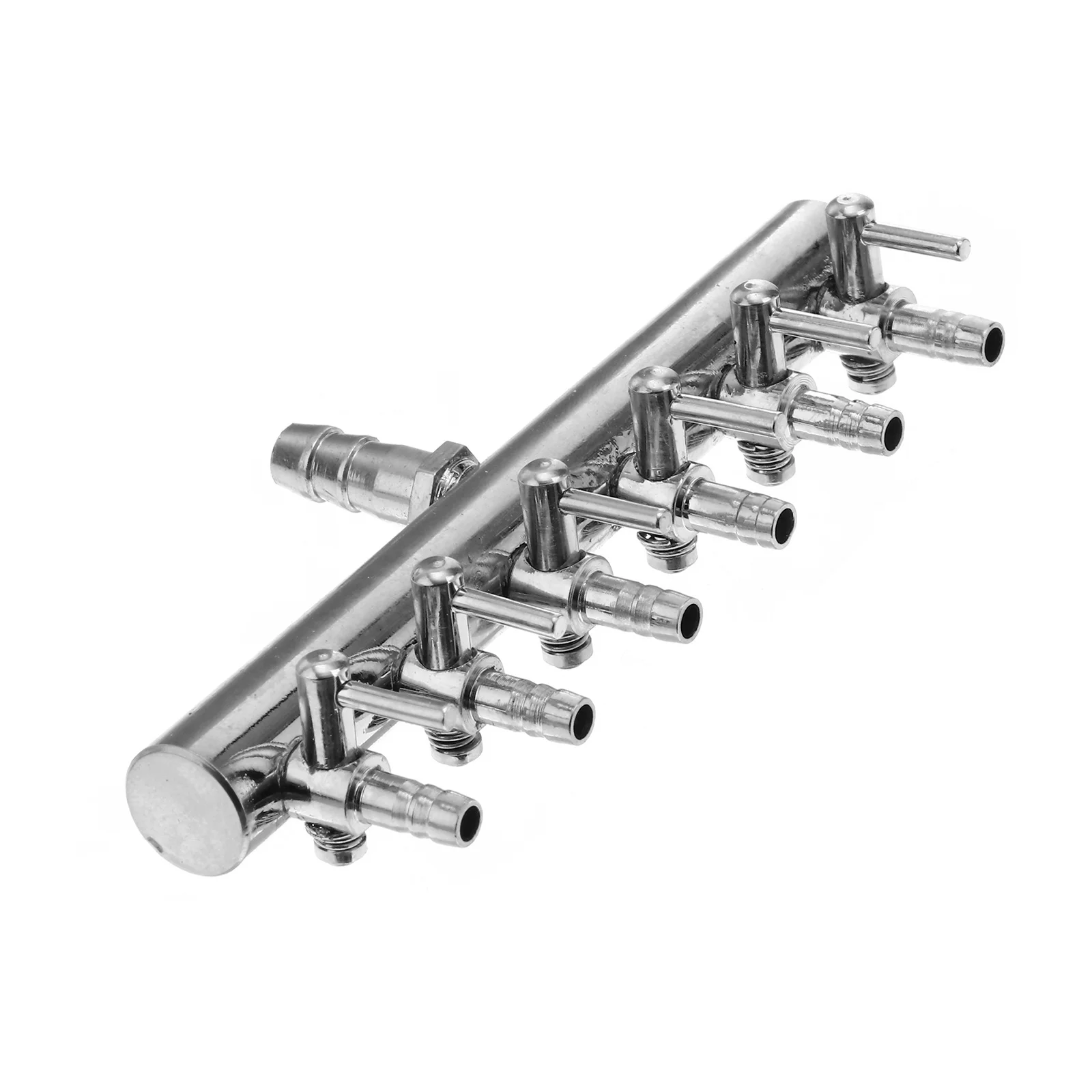 6 طرق 8 إلى 4 مللي متر مضخة هواء من الفولاذ المقاوم للصدأ رافعة تدفق حوض السمك صمام تحكم مضمن الفاصل أنبوب الأكسجين الموزع الفضة