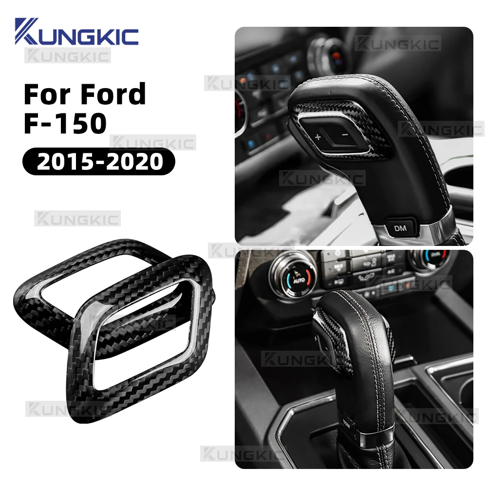 

For Ford F-150 2015 2016 2017 2018 2019 2020 Real Hard Dry Carbon Fiber Car Gear Shift Knob Interior Trim