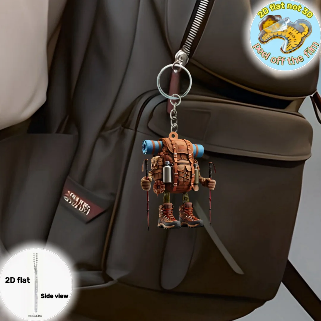 المشي لمسافات طويلة على ظهره قلادة المفاتيح، الرياضة في الهواء الطلق موضوع 2D شقة الاكريليك زخرفة سحر، شنقا الديكور للسيارة، حقيبة، احتفالية، هدية #3