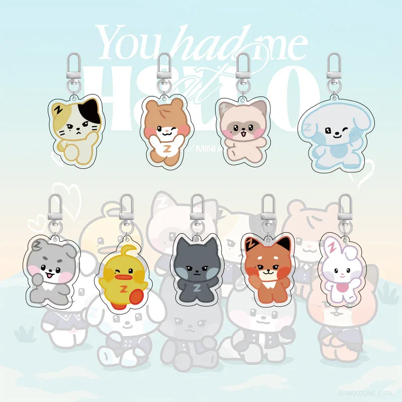 KPOP Boys Group Hello You Had Me At Cartoon Animals Figures Acrylic Pendant Keychain Backpack Accessories Keyring Bag Fans Gift