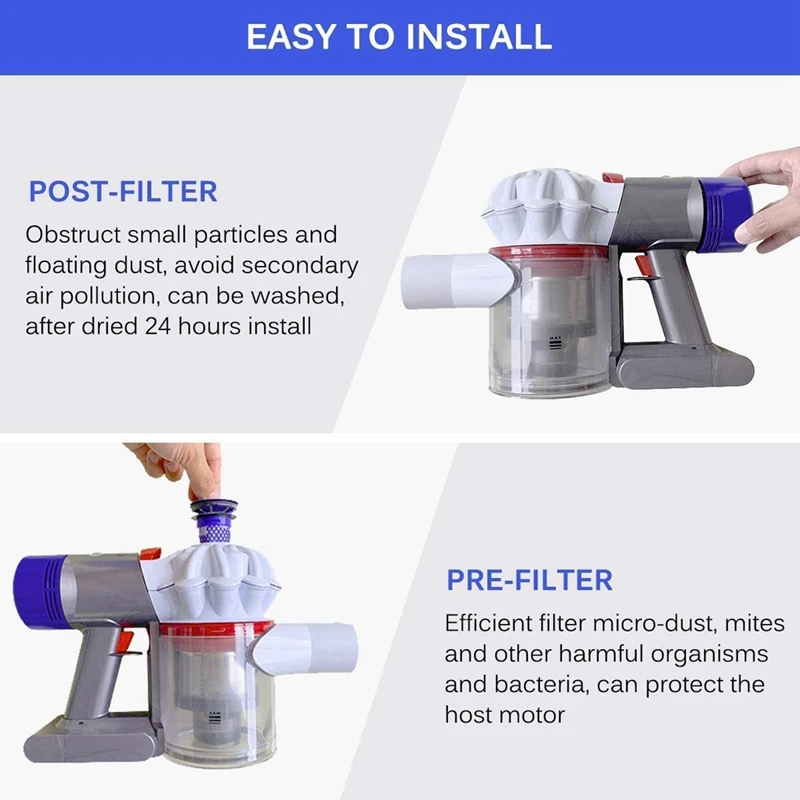 Filter for Dyson DC58 DC59 DC61 DC62 V7 V8, Pre and Post Filter for Dyson Vacuum Cleaner Filter Replacement Parts