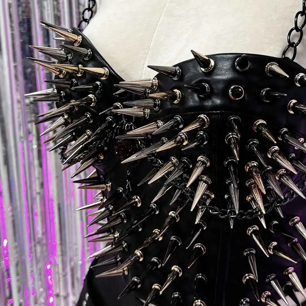 Goth Top Y2K Clothes Women's Tanks Emo Clothing Gothic Boho Tops with Spikes Punk Rock Teens Rave Festival Spiked Bra Grunge