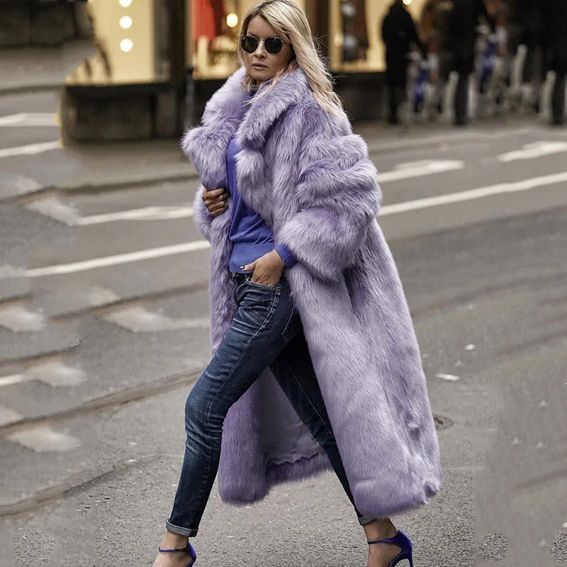 Solid Color High-Quality Women's Fur Coat 2025 New Winter Warm Fashionable Street Hipster Thick Imitation Fur Lapel Fur Coat H48